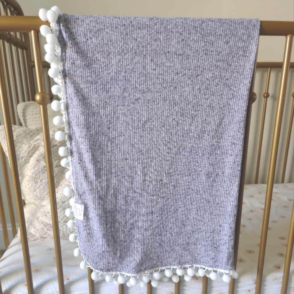 Amavi Dreams Baby pom pom Blanket eggplant purple